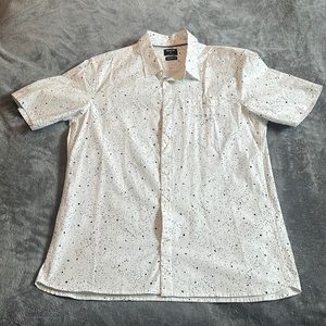 Hurley Men's Short Sleeve Button Down, White/ Black, Size XL